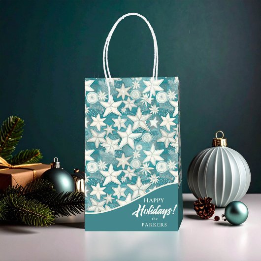 様式化ヒトデ&サンドダラーパターン#25 ID1009 ミディアムペーパーバッグ