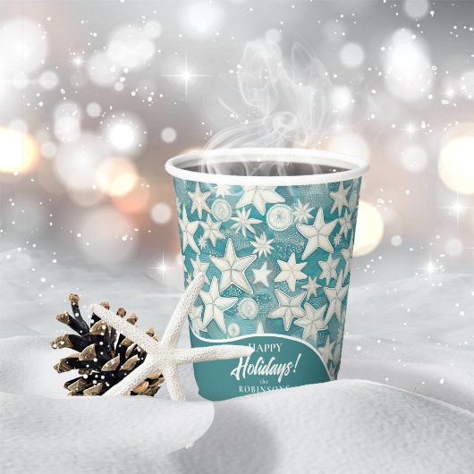 様式化ヒトデ&サンドダラーパターン#25 ID1009 紙コップ