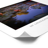 様式化ピンクの水ゆり花の池ポスター ポスター (角)