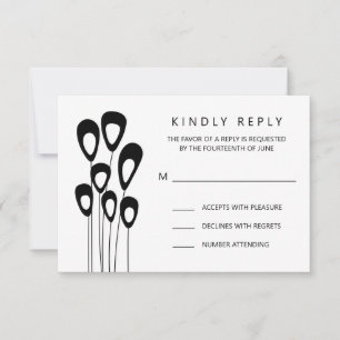 様式化ピーコック結婚式招待状RSVPカード 出欠カード