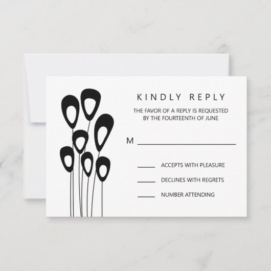 様式化ピーコック結婚式招待状RSVPカード 出欠カード (正面)