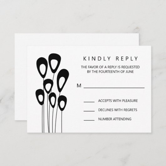 様式化ピーコック結婚式招待状RSVPカード 出欠カード (正面/裏面)