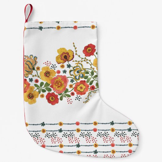 様式化フローラ：水彩シームレスデザイン。 スモールクリスマスストッキング (正面)