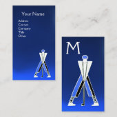 様式化ブルーゴルファー,ゴルフインストラクターモノグラム 名刺 (正面/裏面)