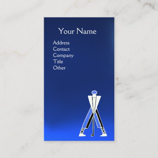 様式化ブルーゴルファー,ゴルフインストラクターモノグラム 名刺 (正面)