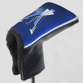 様式化ブルーゴルファー,ゴルフプレーヤーモノグラム ゴルフヘッドカバー (3/4 正面)