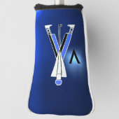 様式化ブルーゴルファー,ゴルフプレーヤーモノグラム ゴルフヘッドカバー (回転90)