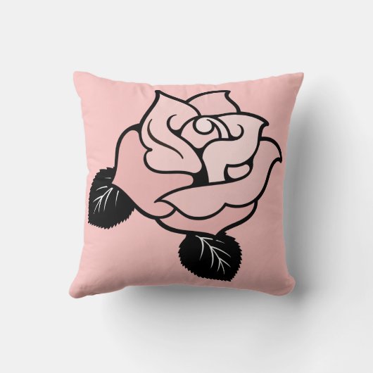 様式化モダンピンクローズ装飾用クッション クッション (裏面)