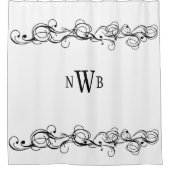 様式化モ渦巻形のノグラム シャワーカーテン (正面)