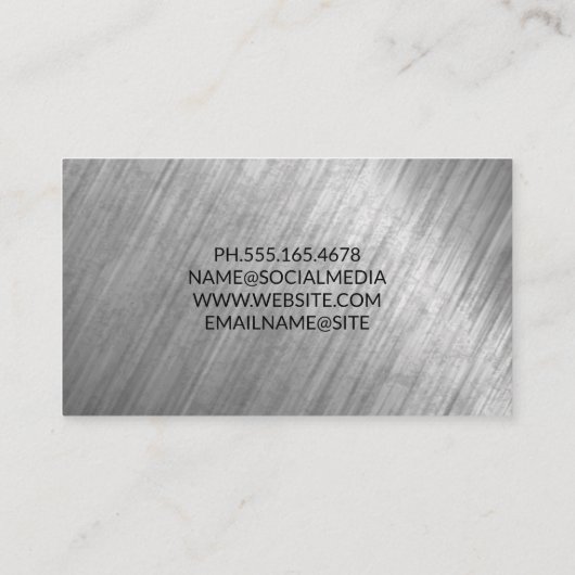 様式化ライオンロゴ | メタルテクスチャの背景 名刺 (裏面)