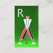 様式化レッドゴルファー、ゴルフインストラクターモノグラムグリーン 名刺 (裏面)