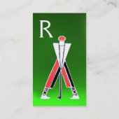 様式化レッドゴルファー、ゴルフインストラクターモノグラムグリーン 名刺 (裏面)