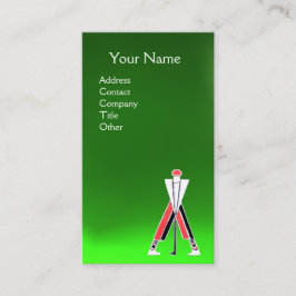 様式化レッドゴルファー、ゴルフインストラクターモノグラムグリーン 名刺