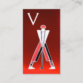 様式化レッドゴルファー、ゴルフインストラクターモノグラム 名刺 (裏面)