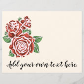 様式化レッドローズジャーナルスクラップブック紙 (裏面)