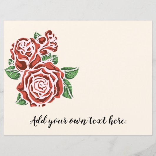 様式化レッドローズジャーナルスクラップブック紙 (正面)