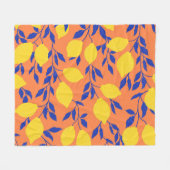 様式化レモンヴィンテージトロピカルパターン フリースブランケット (正面(横))