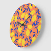 様式化レモンヴィンテージトロピカルパターン ラージ壁時計 (傾斜)
