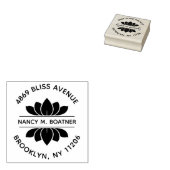 様式化ロータスフラワーラウンド差出人住所 ラバースタンプ (押印)