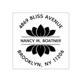 様式化ロータスフラワーラウンド差出人住所 ラバースタンプ (インプリント)