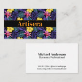 様式化芸術的花パターン 名刺 (正面/裏面)