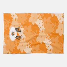 様式化（昆虫）オオカバマダラ、モナークバタフライペア名オレンジ キッチンタオル