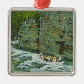 樋の下で始まるボートの眺め メタルオーナメント (正面)