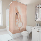 標準のエレガントホワイトプードル混合メディア シャワーカーテン (インサイチュ)