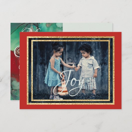 標準はがきクリスマスレズ/グリーンインク インビテーションポストカード (正面/裏面)