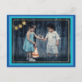 標準はがきハヌカー金ゴールド/ブルースインク インビテーションポストカード (正面)