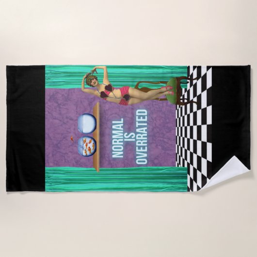 標準は過大評価ファンキーとおもしろい変更アート ビーチタオル (正面)