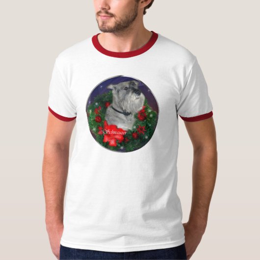 標準シュナウツァークリスマスプレゼント Tシャツ (正面)
