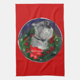 標準シュナウツァークリスマス キッチンタオル