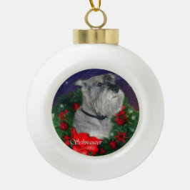 標準シュナウツァークリスマス セラミックボールオーナメント