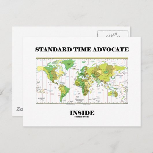標準タイム・アドボケーター内部（タイム・ゾーン・マップ） ポストカード (正面/裏面)
