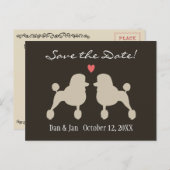 標準ファンシープードルウェディング日付を保存 案内ポストカード (正面/裏面)