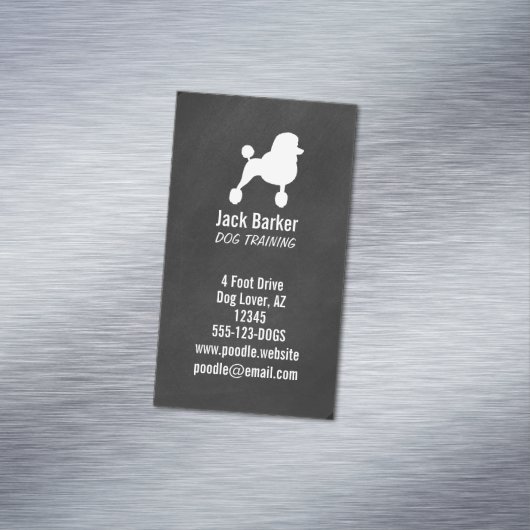 標準ファンシープードルドッグシルエット垂直 マグネット名刺 (インサイチュ)