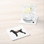 標準プードルドッグブリードボホフローラシルエット スクエアペーパーコースター (インサイチュ)