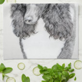 標準プードルブラックパ絵画ーティ-ドッグアート キッチンタオル (折り畳み)