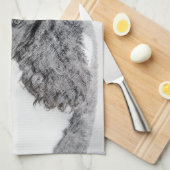 標準プードルブラックパ絵画ーティ-ドッグアート キッチンタオル (四つ折り)