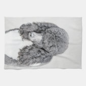 標準プードルブラックパ絵画ーティ-ドッグアート キッチンタオル (横)