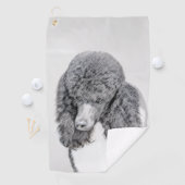 標準プードルブラックパ絵画ーティ-ドッグアート ゴルフタオル (インサイチュ)