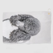 標準プードルブラックパ絵画ーティ-ドッグアート ゴルフタオル (横)