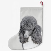 標準プードルブラックパ絵画ーティ-ドッグアート スモールクリスマスストッキング (裏面)