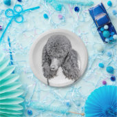 標準プードルブラックパ絵画ーティ-ドッグアート ペーパープレート (パーティー)