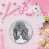 標準プードルブラックパ絵画ーティ-ドッグアート ペーパープレート (パーティー)