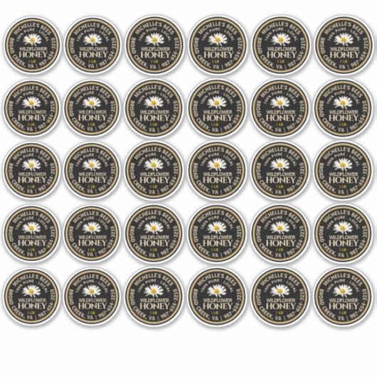 標準メイスンジャーのふたハニーラベルデイジー2.125インチ シール (正面)