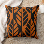 標準モダンの黒とオレンジの葉のパターン クッション (ブランケット)