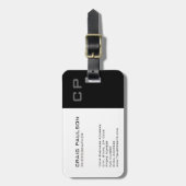 標準モノグラムモダンホワイトブラックビジネスカード ラゲッジタグ (正面縦)