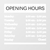 標準営業時間 ウィンドウサイン (シート)